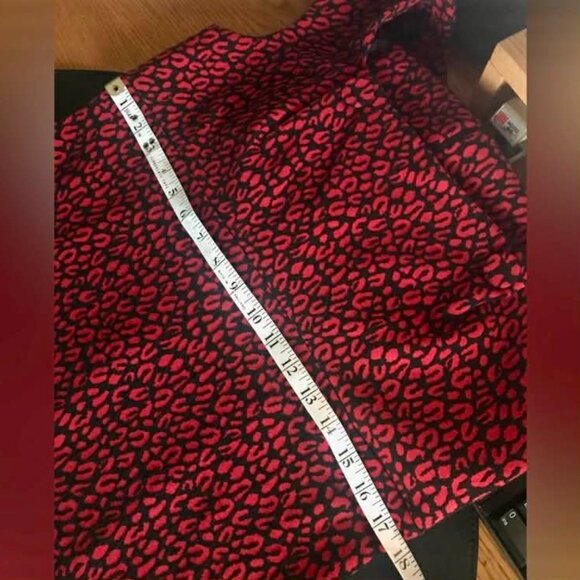🌹🐾❤️Gorgeous Calvin Klein Red Black Textured Leopard Print Sleeveless Dress - Picture 16 of 16